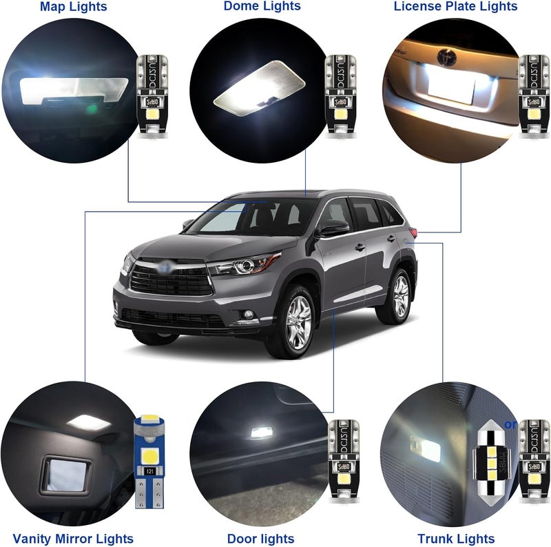 EASY EAGLE LED Interior Car Lights for Toyota-Highlander-2014-2019: 14 Piece Kit White LED Light Bulbs - Super Bright 6000K + Install Tool - Image 3